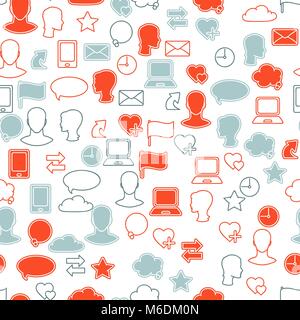 Social media network icon set seamless texture Stock Vector