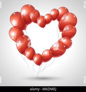 Vector heart made of balloons. Valentine background Stock Vector