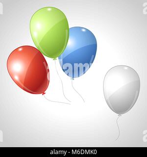Red green blue flying balloons. Rgb concept Stock Vector