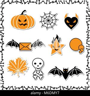 Set of cute vector Halloween icons for your design Stock Vector