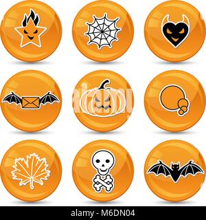 Set of glossy vector Halloween icons for your design Stock Vector