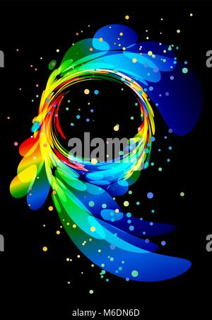 Splash colorful circular abstract element on black background Stock Vector