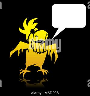 Angry cartoon yellow parrot pirate with space for text Stock Vector