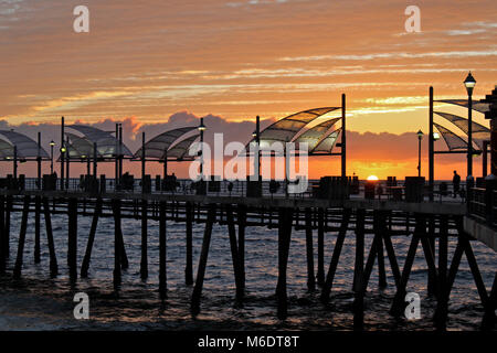 Beautiful Sunset at the Redondo Beach Pier, Los Angeles, California Stock Photo