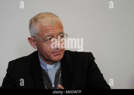 Military archbishop Luc Ravel meets Lyons Archbishop Philippe Barbarin, Lyon, France Stock Photo