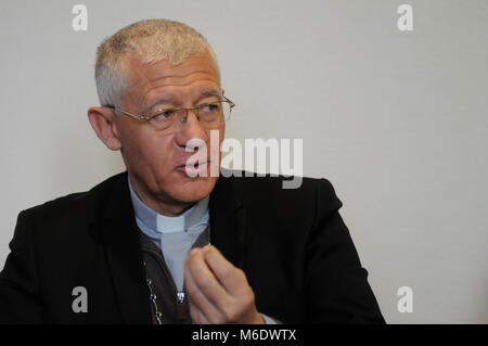 Military archbishop Luc Ravel meets Lyons Archbishop Philippe Barbarin, Lyon, France Stock Photo