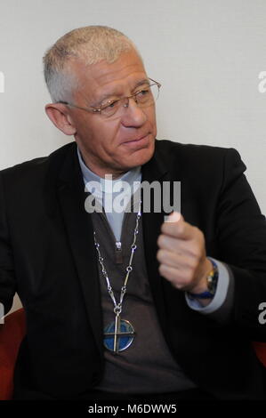 Military archbishop Luc Ravel meets Lyons Archbishop Philippe Barbarin, Lyon, France Stock Photo