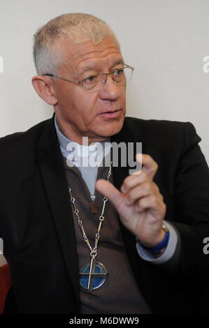 Military archbishop Luc Ravel meets Lyons Archbishop Philippe Barbarin, Lyon, France Stock Photo