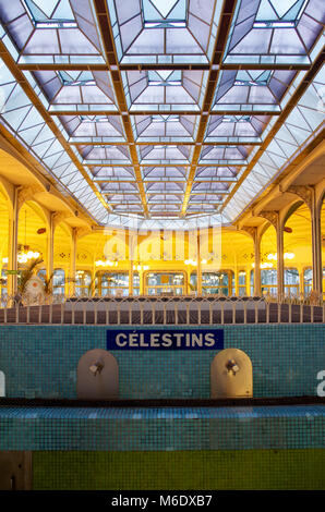 Famous art nouveau style Hall des Sources or Fountain Hall in Vichy, France, known for its thermal waters and health spas. Stock Photo