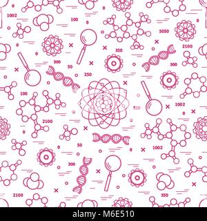 Seamless pattern with variety scientific, education elements. Design for banner, poster or print. Stock Vector