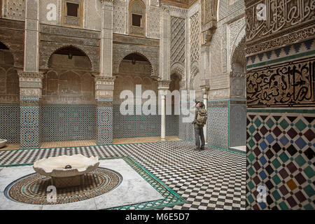 Medersa or Madrasa el-Attarine,medina, Fez el Bali, Fez, Morocco Stock Photo