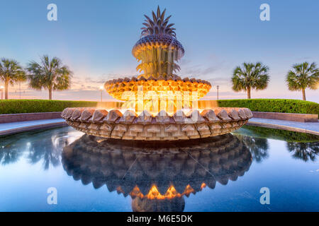 Charleston, South Carolina, USA at the Waterfront Park Pineapple Fountain. Stock Photo