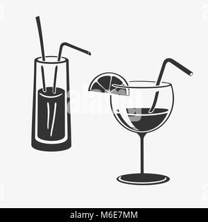 Vector Illustration Cocktail In Glass Icons Stock Vector