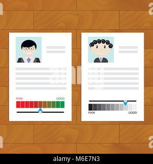 Credit history document with rating. Applicant for a mortgage, loan or loan. Vector illustration Stock Vector