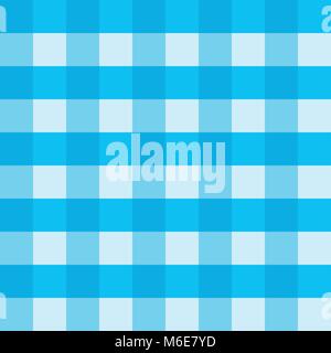 Blue gingham tablecloth seamless vector background pattern design Stock Vector