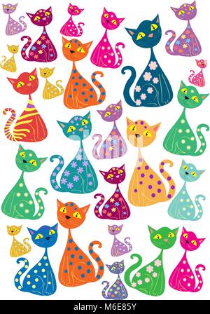 Multi-colored cats Stock Vector