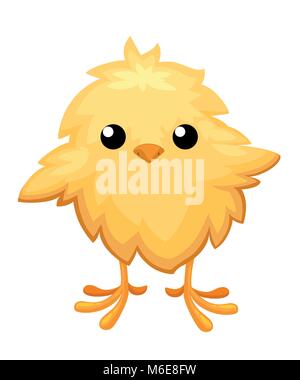 Funny chicken in egg for easter decoration cartoon vector flat clipart yellow bird in an egg shell vector illustration on white background Stock Vector