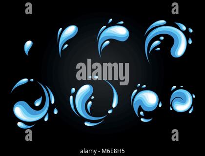 Water explosion special effect fx animation frames sprite sheet. Vortex water and thunder power explosion frames for flash animation in games, video and cartoon Stock Vector