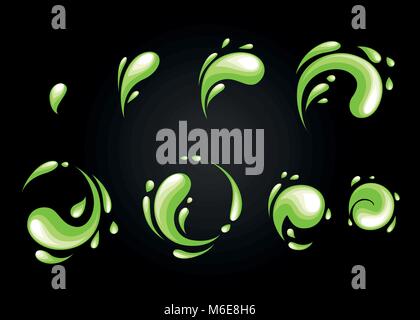 Toxic explosion special effect fx animation frames sprite sheet. Vortex toxic and thunder power explosion frames for flash animation in games, video and cartoon Stock Vector