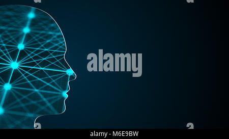 Abstract background with human head. Technology concept backdrop. 3d rendering Stock Photo