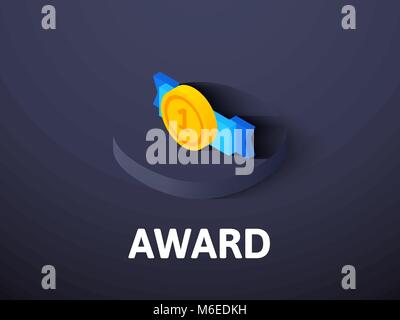 Award isometric icon, isolated on color background Stock Vector