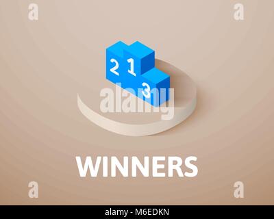 Winners isometric icon, isolated on color background Stock Vector