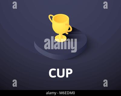 Cup isometric icon, isolated on color background Stock Vector