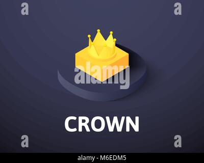 Crown isometric icon, isolated on color background Stock Vector