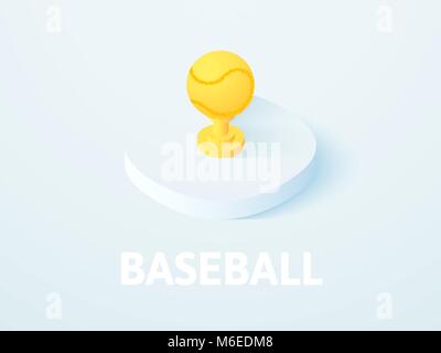 Baseball isometric icon, isolated on color background Stock Vector