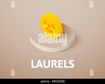 Laurels isometric icon, isolated on color background Stock Vector