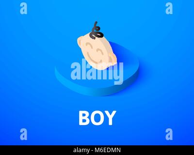Boy isometric icon, isolated on color background Stock Vector