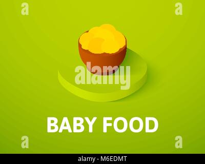 Baby food isometric icon, isolated on color background Stock Vector