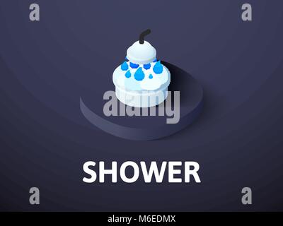 Shower isometric icon, isolated on color background Stock Vector