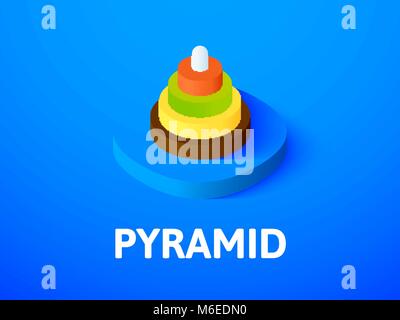 Pyramid isometric icon, isolated on color background Stock Vector