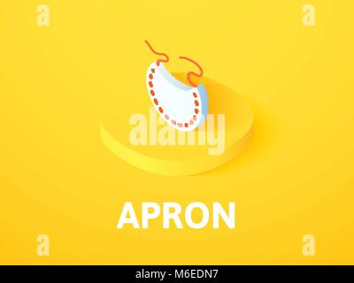 Apron isometric icon, isolated on color background Stock Vector