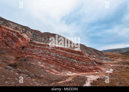 Amazing striped red mountains Stock Photo