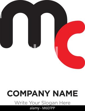 Abstract letter mc or cm logo design template, Black Alphabet initial letters company name concept. Flat thin line segments connected to each other Stock Vector