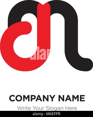 Abstract letter md or dm logo design template, Black Alphabet initial letters company name concept. Flat thin line segments connected to each other Stock Vector