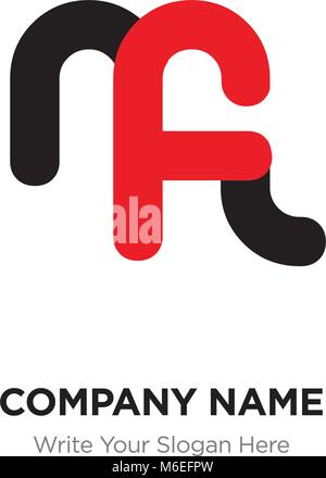 Abstract letter mf or fm logo design template, Black Alphabet initial letters company name concept. Flat thin line segments connected to each other Stock Vector