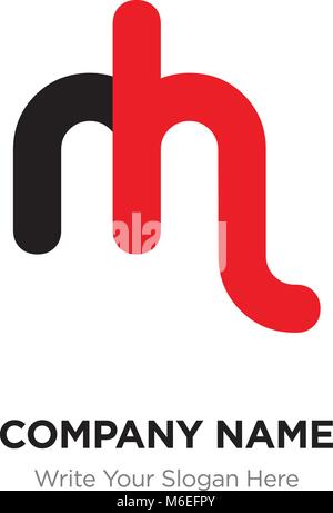 Abstract letter mh or hm logo design template, Black Alphabet initial letters company name concept. Flat thin line segments connected to each other Stock Vector