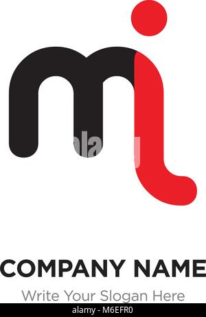 Abstract letter mi or im logo design template, Black Alphabet initial letters company name concept. Flat thin line segments connected to each other Stock Vector