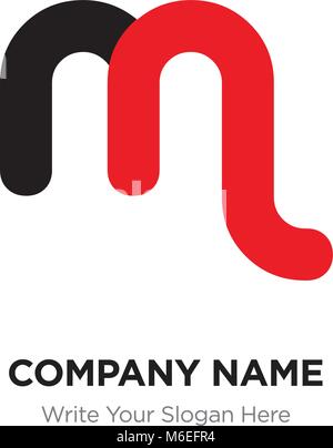 Abstract letter mn or nm logo design template, Black Alphabet initial letters company name concept. Flat thin line segments connected to each other Stock Vector