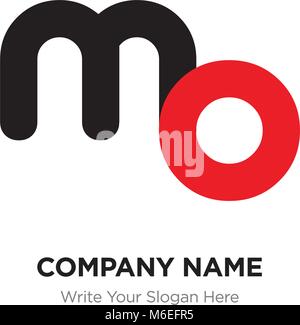 Abstract letter mo or om logo design template, Black Alphabet initial letters company name concept. Flat thin line segments connected to each other Stock Vector