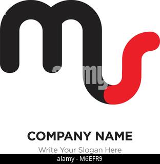 MS M S Logo Letters with Red and Black Colors and Swoosh. Creative ...