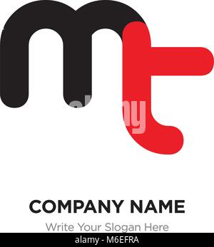 Abstract letter mt or tm logo design template, Black Alphabet initial letters company name concept. Flat thin line segments connected to each other Stock Vector