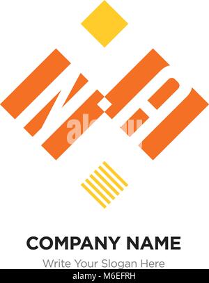Abstract letter NA or AN logo design template, Black Alphabet initial letters company name concept. Flat thin line segments connected to each other Stock Vector