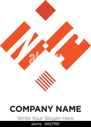 Abstract letter NC or CN logo design template, Black Alphabet initial letters company name concept. Flat thin line segments connected to each other Stock Vector