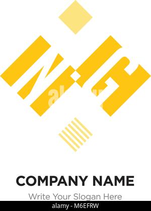Abstract letter NG or GN logo design template, Black Alphabet initial letters company name concept. Flat thin line segments connected to each other Stock Vector