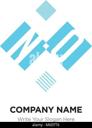 Abstract letter NO or ON logo design template, Black Alphabet initial letters company name concept. Flat thin line segments connected to each other Stock Vector