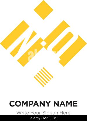 Abstract letter NO or ON logo design template, Black Alphabet initial letters company name concept. Flat thin line segments connected to each other Stock Vector